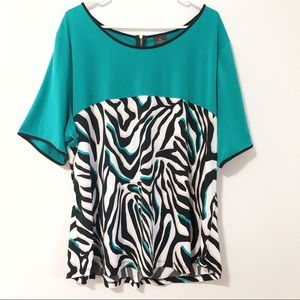 Worthington | Teal Zebra Print Blouse